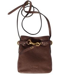 Miu Miu - Embossed-Logo Leather Pouch - Lyst