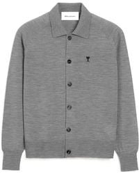 Ami Paris - Wool Shirt Collar Ami De Coeur Cardigan - Lyst