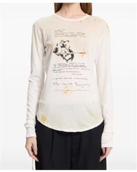 Ann Demeulemeester - Distressed Text-Print T-Shirt - Lyst