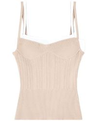 DIESEL - Neutrals Ribbed Square Neck Top - Lyst