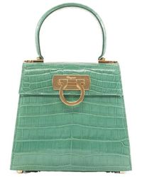 Ferragamo - Crocodile Effect Handbag - Lyst