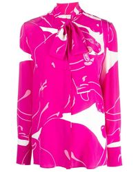 Valentino - Scarf Detailed Long-Sleeved Shirt - Lyst
