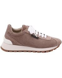 Brunello Cucinelli - Round-Toe Lace-Up Trainers - Lyst