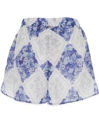 Twinset - Lace Trim Floral-Printed Shorts - Lyst