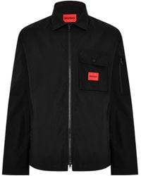 BOSS - Hugo Emmond Cotton Long Sleeve Zip Overshirt - Lyst