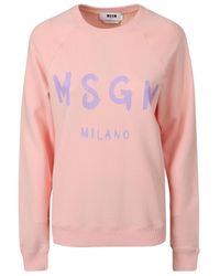 MSGM - Logo Round Neck Sweater - Lyst