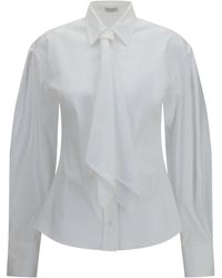 Brunello Cucinelli - Tie-Detail Puff-Sleeve Shirt - Lyst