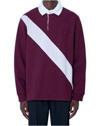 Wales Bonner - Diagonal Stripe Long Sleeve Polo Shirt - Lyst