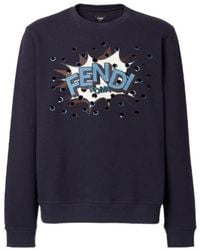 Fendi - Boompop Motif Embroidered Crewneck Sweatshirt - Lyst