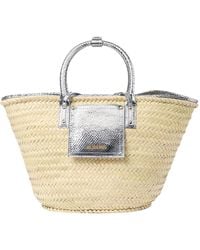 Jacquemus - Logo Printed Le Panier Soli Woven Bucket Bag - Lyst