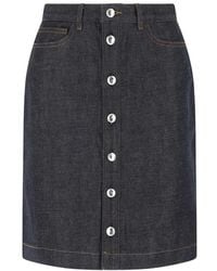 A.P.C. - Button-Down Denim Skirt - Lyst