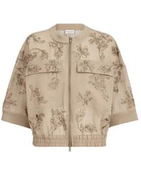 Brunello Cucinelli - Cotton Organza Outerwear Jacket With Dazzling Broderie Anglaise - Lyst