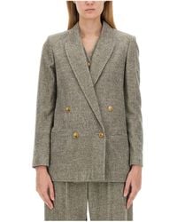 Alysi - Double-Breasted Long Sleeved Blazer - Lyst
