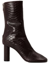 Paris Texas - Snake Print Square Toe Block Heel Ankle Boots - Lyst