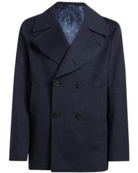 Etro - Cashmere Cloth Pea Coat - Lyst
