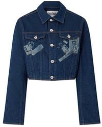 Jean Paul Gaultier - Cropped Printed Denim Jacket - Lyst