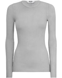 MSGM - Ribbed Long Sleeve Stretch T-Shirt - Lyst