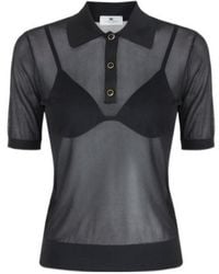 Elisabetta Franchi - Ribbed Bra Short Sleeved Polo Shirt - Lyst