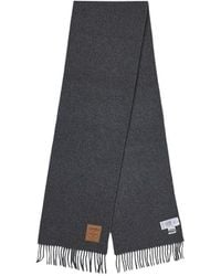 Ganni - Logo-Patch Fringed Edge Scarf - Lyst