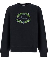 Burberry - Logo Embroidered Crewneck Sweatshirt - Lyst