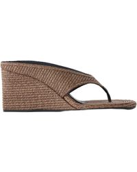 Alaïa - Raffia-Woven Thong Wedge Mules - Lyst