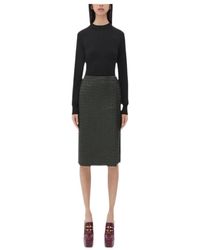 Bottega Veneta - Intrecciato Leather Pencil Skirt - Lyst