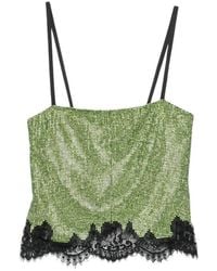 Self-Portrait - Rhinestone-Embellished Lace-Trim Top - Lyst