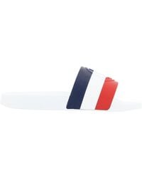 Moncler - Logo-Embossed Striped Slides - Lyst