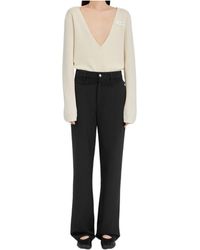 MM6 by Maison Margiela - Tailored Trousers With Denim Waistband - Lyst