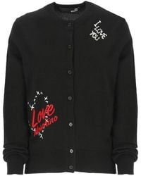 Moschino - Logo Embroidered Button Sweater - Lyst