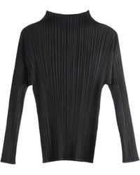 Pleats Please Issey Miyake - Pleats Please Issey Miyake Basics Funnel Neck Long Sleeve Shirt - Lyst