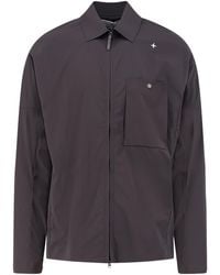 Stone Island - Logo Embroidered Zipped Shirt - Lyst