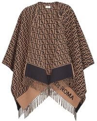 Fendi - Ff Jacquard Fringed Poncho - Lyst