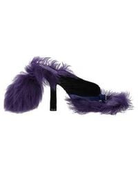 Burberry - Shearling High-Heeled Sandals - Lyst