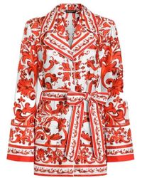 Dolce & Gabbana - Silk Majolica Print Kimono Shirt - Lyst