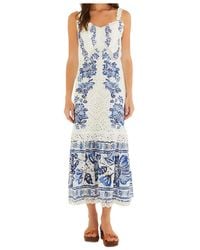 FARM Rio - Floral-Print Broderie-Anglaise Midi Dress - Lyst