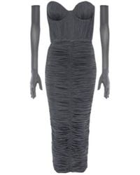 Alex Perry - Crystal-Embellished Ruched Jersey Midi Dress - Lyst