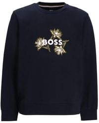 BOSS - Floral-Embroidered Sweatshirt - Lyst