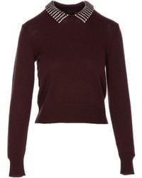 Pinko - Embellished Collar Knitted Jumper - Lyst