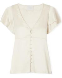 Citizens of Humanity - Lola Flutter Lace-Trimmed Satin Blouse - Lyst