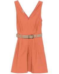Brunello Cucinelli - Textured Twill Belted Dress - Lyst