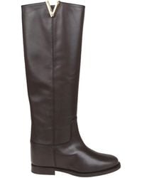 Via Roma 15 - V Plaque Round Toe Boots - Lyst