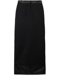 Lanvin - Asymmetric Satin-Trimmed Wool Skirt - Lyst