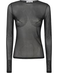 Jean Paul Gaultier - Mesh Crewneck Long Sleeves Top Embroidered - Lyst