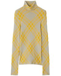 Burberry - Checked Wool-Blend Jumper - Lyst