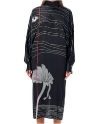 Ferragamo - Ferragamo Spirit Printed High-Neck Midi Dress - Lyst