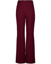 Roland Mouret - Burgundy Wide Fit Wool Silk Trousers - Lyst