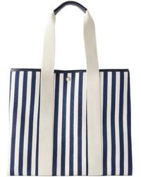 Rue de Verneuil - Traversée Large Leather And Webbing-Trimmed Striped Canvas Tote - Lyst
