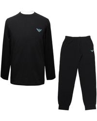 Emporio Armani - Logo Print T-Shirt Sweatpants Two-Piece Set - Lyst