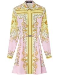 Versace - Pattern-Printed Twill Mini Shirt Dress - Lyst